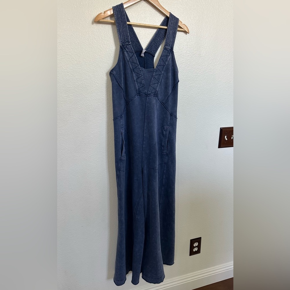 Ultra Soft Washed Navy Wide-Leg Overall/Jumpsuit by Daily Practice Anthropology - Picture 6 of 16